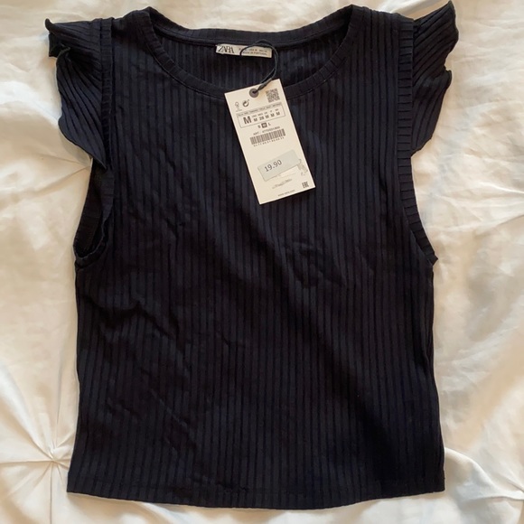 Zara Tops - New Zara ribbed cap sleeve top size medium